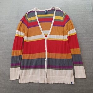 Doctor Who Cardigan Button Sweater Hot Topic Womens XL Striped Colorful BBC